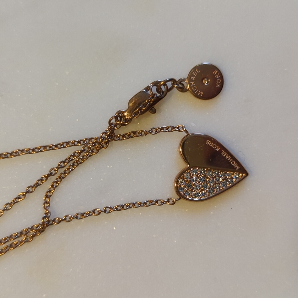 Gold Plated Heart Pave Necklace